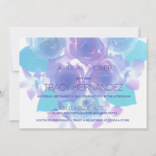 Convite Afetação da Flor   Púrpura Aqua Floral Bridal