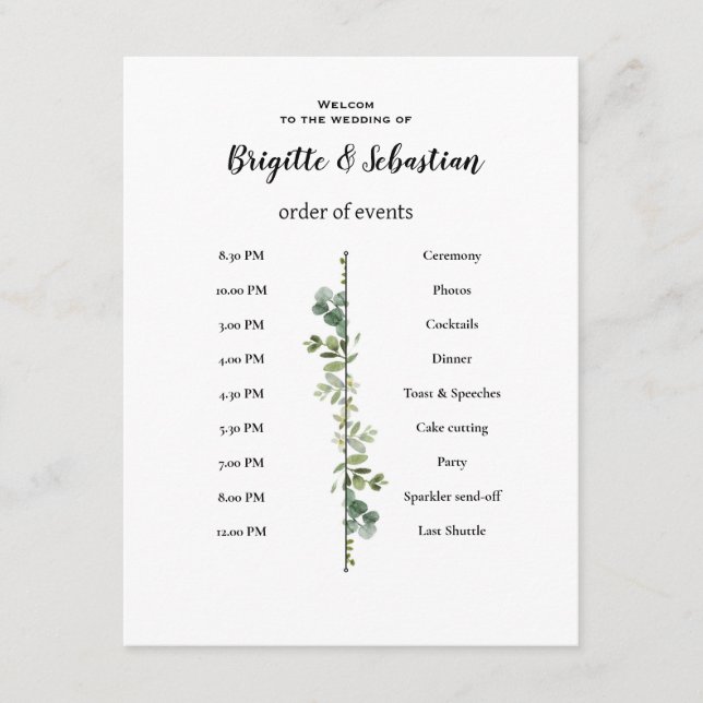 Convite affiche blanche rustique mariage du jour ordre du  (Frente)