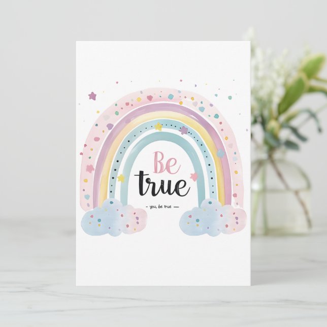 Convite Afirmação de Amor Próprio Cute Pastel Seja Verdade (Em pé/Frente)
