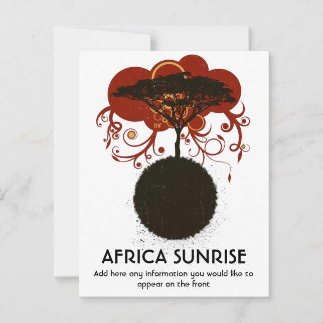 Convite África, o nascer do sol é personalizável (Frente)