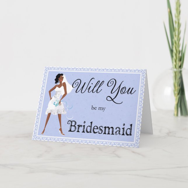 Convite African American Be My Bridesmaid Bridal Accessory (Frente)