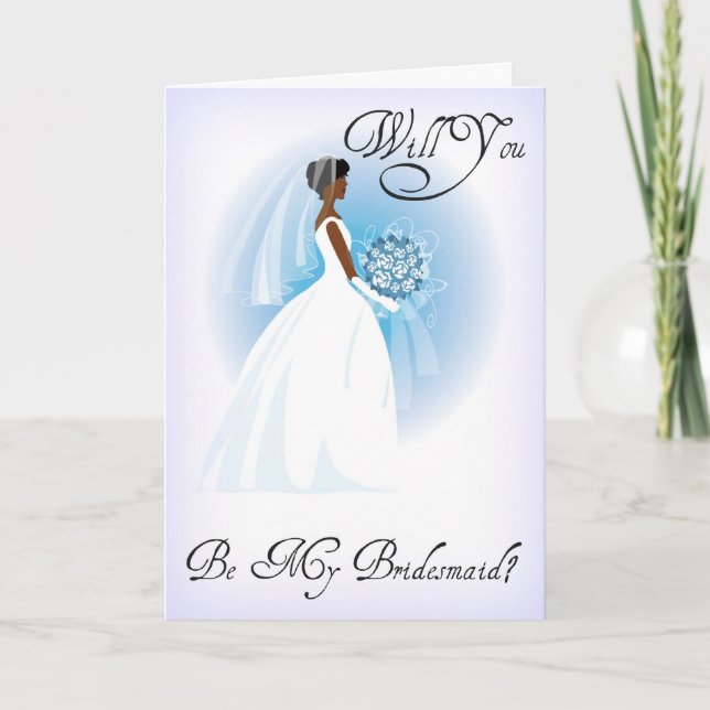 Convite African American Be My Bridesmaid Invitation Card (Frente)