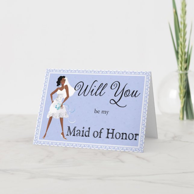 Convite African American Be My Maid of Honor Invitation (Frente)
