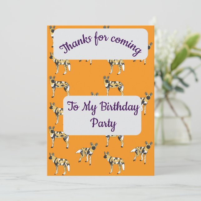 Convite African Wild Dogs Thank you Card (Em pé/Frente)