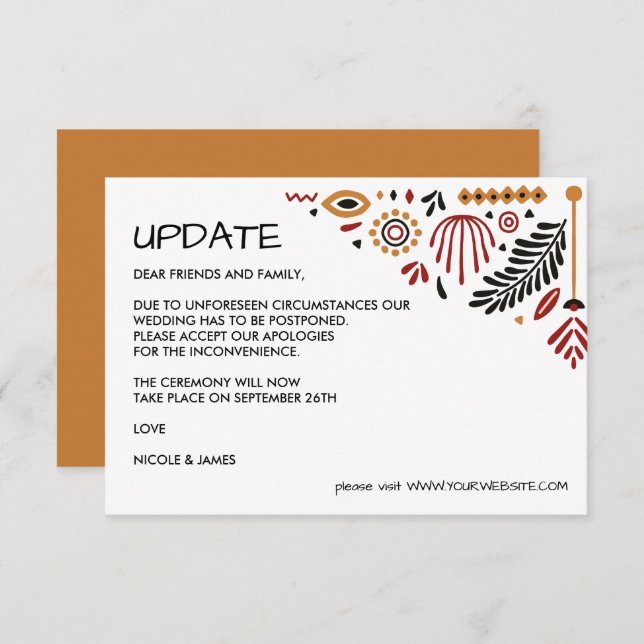 Convite Africana | ATUALIZAÇÃO DO CASAMENTO DE Ancara Kent (Frente/Verso)