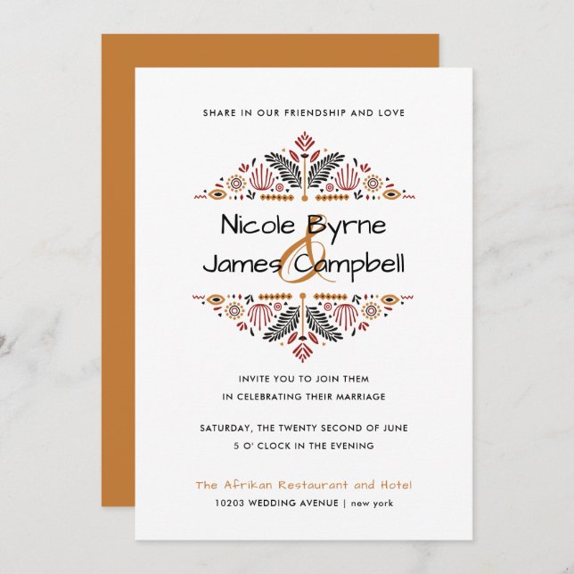 Convite Africana | Casamento Moderno de Ancara (Frente/Verso)