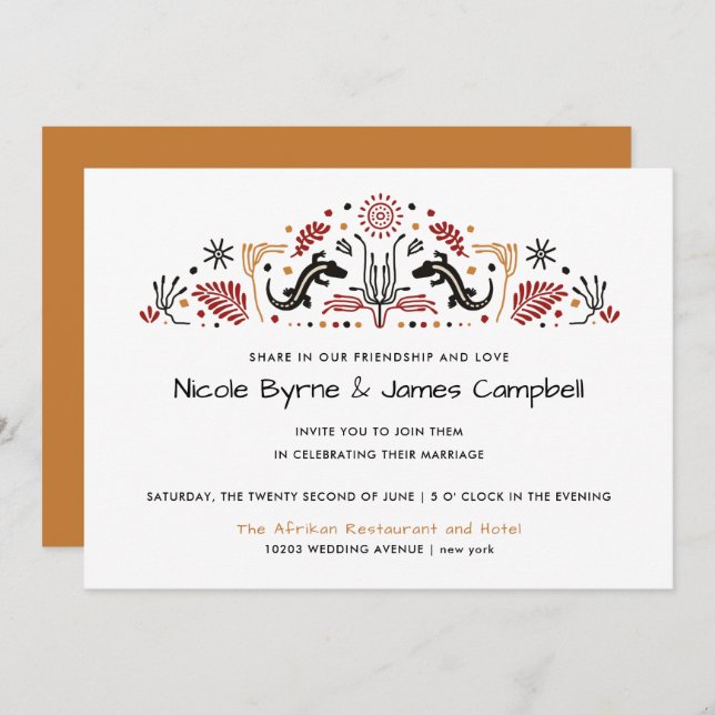 Convite Africana | Casamento moderno de Ancara Kente Lizar (Frente/Verso)