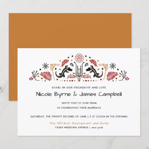 Convite Africana Casamento Moderno de Ancara Kente Lizard