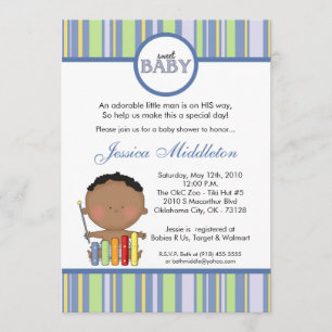 convite africano azul do chá de fraldas do bebé