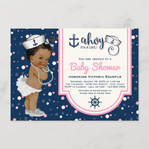 Convite Afro-americano náutico do chá de fraldas das