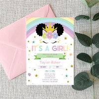 Afro Puff Unicorn e Rainbows Chá de fraldas