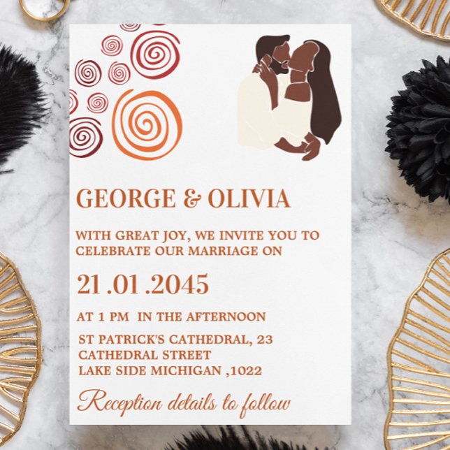 Convite Afrocentric Abstract Pattern African Wedding (Criador carregado)