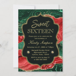 Convite Ágata de Natal Mármore e Glitter Dourado Sweet 16