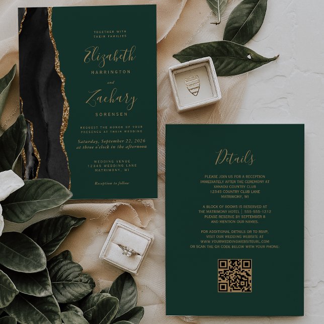 Convite Ágata Esmeralda Ouro Preto Código QR Casamento (Criador carregado)