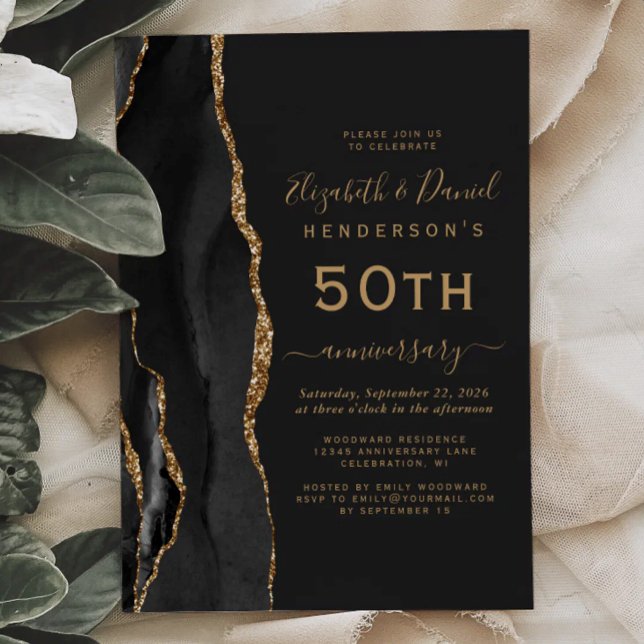 Convite Ágata Preta Ouro Preto 50º Aniversário (Criador carregado)