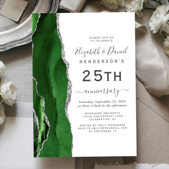 Convite Ágata Verde Prata 25º Aniversário (Criador carregado)