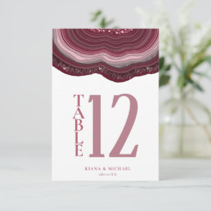 Convite Agate Geode Glitter Table Number Burgundy ID647
