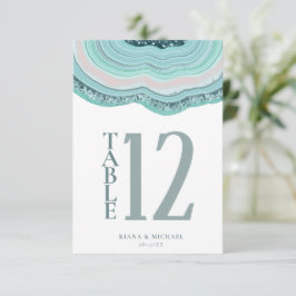 Convite Agate Geode Glitter Table Number Teal ID647