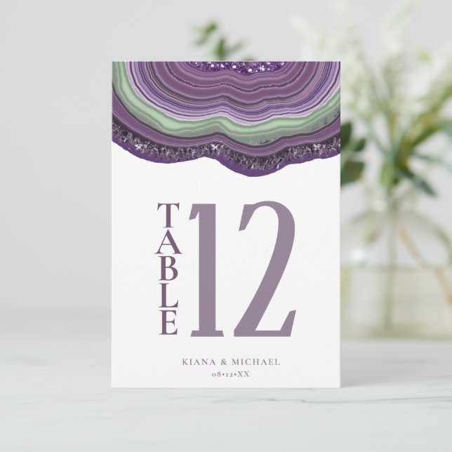 Convite Agate Geode Glitter Wedding ID647 (Em pé/Frente)