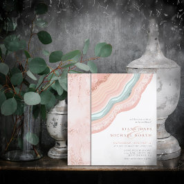 Convite Agate Geode Glitter Wedding Rosa Dourado ID647