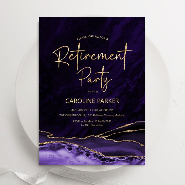 Convite Agate Purple Retirement Party (Criador carregado)