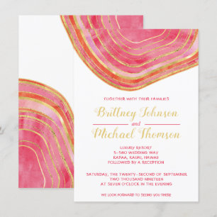 Convite Agate Watercolor em Casamento Vermelho de Destaque