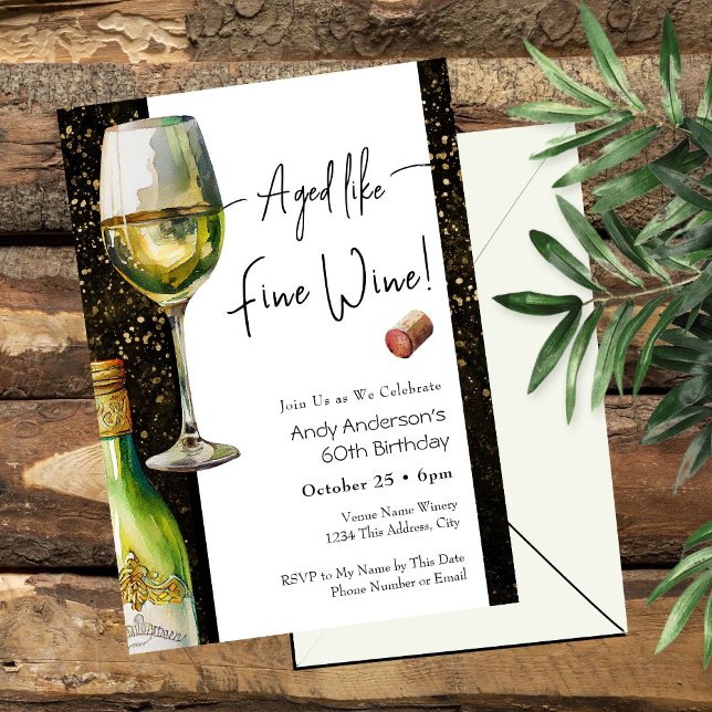 Convite Aged Fine Wine 60th Birthday Invitation (Criador carregado)