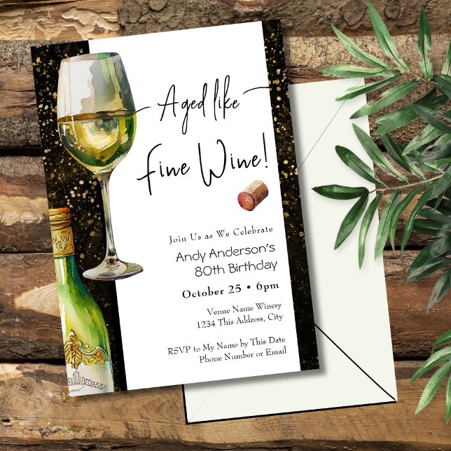 Convite Aged Fine Wine 80th Birthday Invitation (Criador carregado)