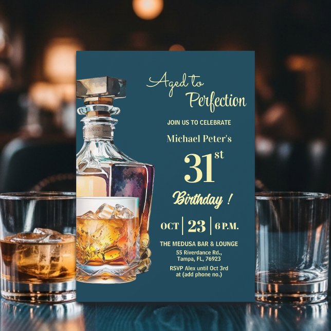 Convite Aged to Perfection Men 31st Whiskey Birthday  (Criador carregado)