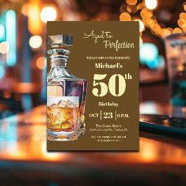 Convite Aged to Perfection Men 50th Whiskey Birthday