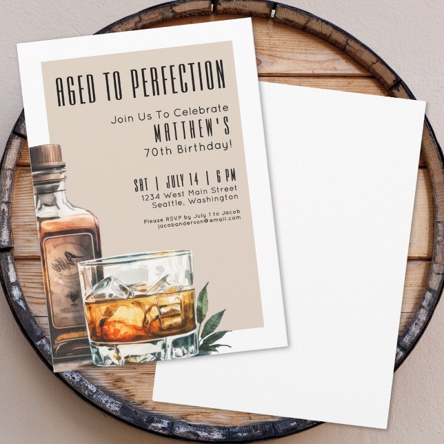 Convite Aged To Perfection Men's 70th Birthday Party (Aged To Perfection Men's 70th Birthday Party Invitation)