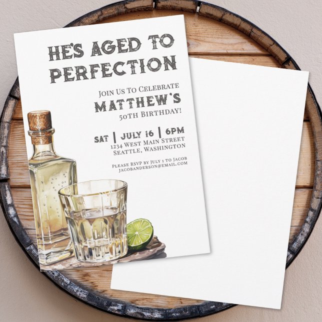 Convite Aged To Perfection Men's Birthday Party (Aged To Perfection Men's Birthday Party Invitation)