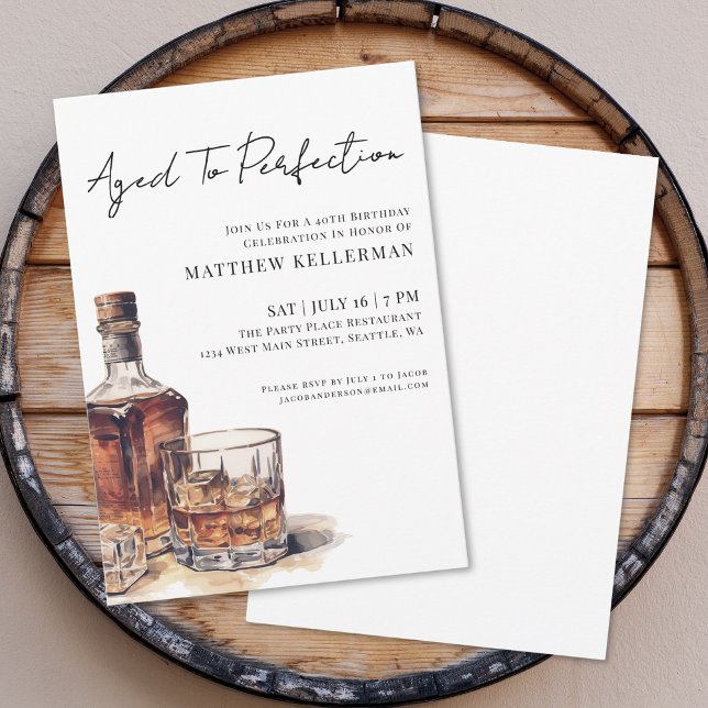 Convite Aged To Perfection Men's Birthday Party (Aged To Perfection Men's Birthday Party Invitation)