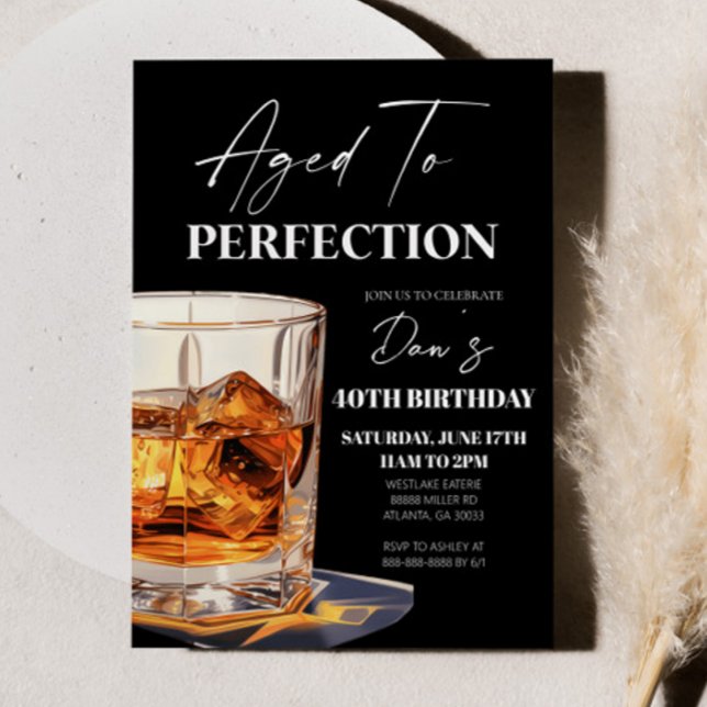 Convite Aged To Perfection Whisky Glass Birthday Party (Criador carregado)