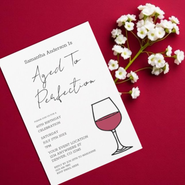 Convite Aged To Perfection Wine 40th Birthday Invitation (Criador carregado)