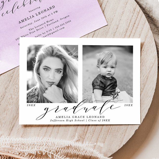 Convite Agora e depois a Festa de formatura de fotos roxas (Criador carregado)