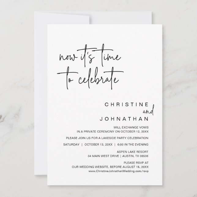 Convite Agora é hora de celebrar o Partido do Elopemento d (Frente)