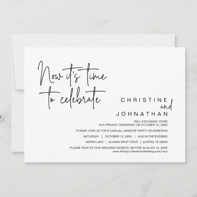 Convite Agora é hora de celebrar o Partido do Elopemento d (Frente)