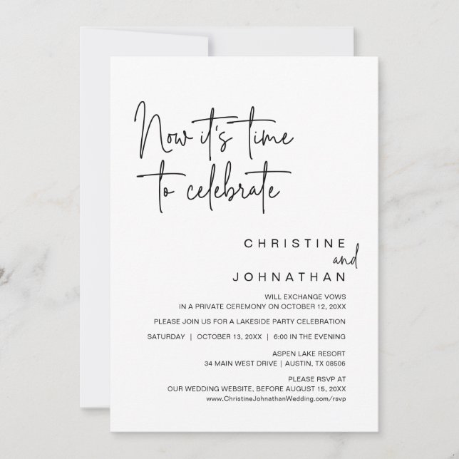 Convite Agora é hora de celebrar o Partido do Elopemento d (Frente)