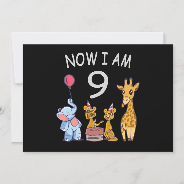 Convite Agora eu tenho 9 anos de idade. Aniversário de 9 a (Frente)