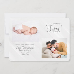 Convite Agora Somos Três Anúncios De Nascimento Fotográfic