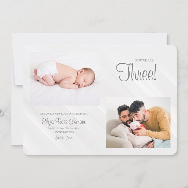 Convite Agora Somos Três Anúncios De Nascimento Fotográfic (Frente)