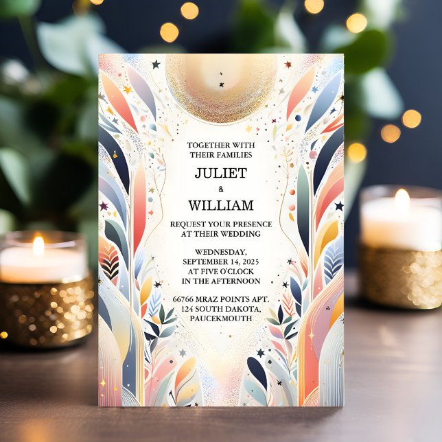 Convite Agora Stars Glam Bright Pastel Ombre Casamento de  (Criador carregado)
