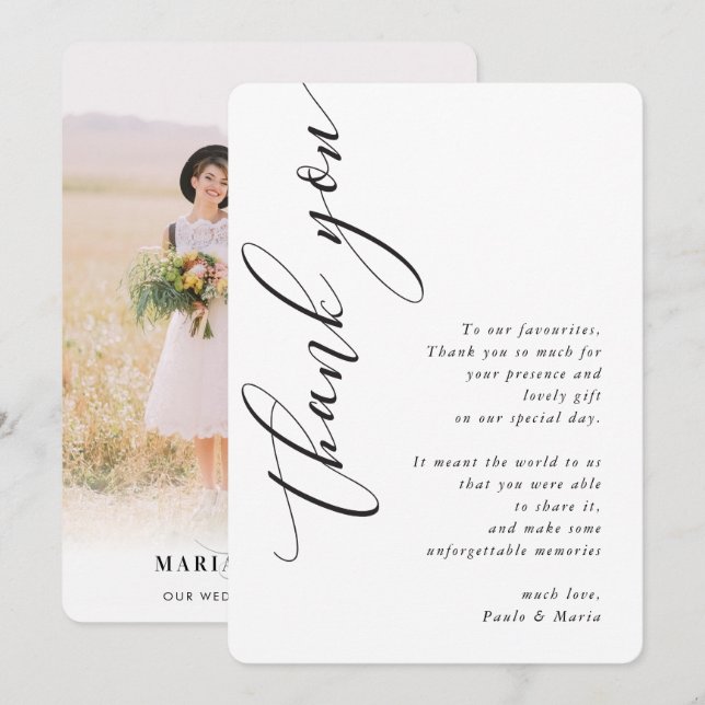 Convite AGRADECIMENTO A VOCÊ fotografar a caligrafia moder (Frente/Verso)