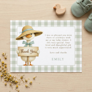 Convite Agradecimento Chá de Bebê Sage Gingham Silly Goose