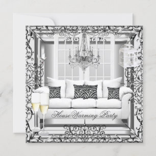 Convite Agradecimento de Casa Prata Branco Champanhe Lustr