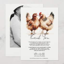 Convite Agradecimento de Casamento Aquarela Galinhas Marro