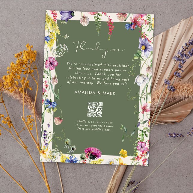 Convite Agradecimento de Casamento Colorido de Flor Silves (Criador carregado)