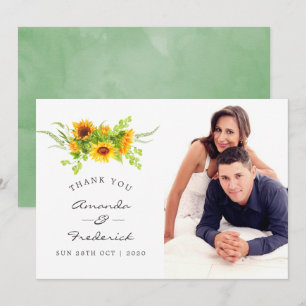Convite Agradecimento de casamento de girassóis boho em aq