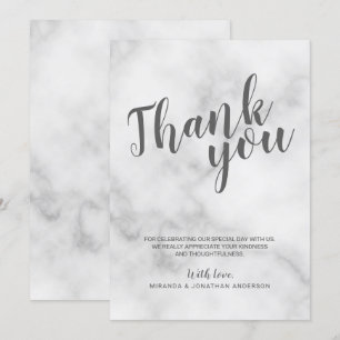 Convite Agradecimento de Casamento de Mármore Branco Elega